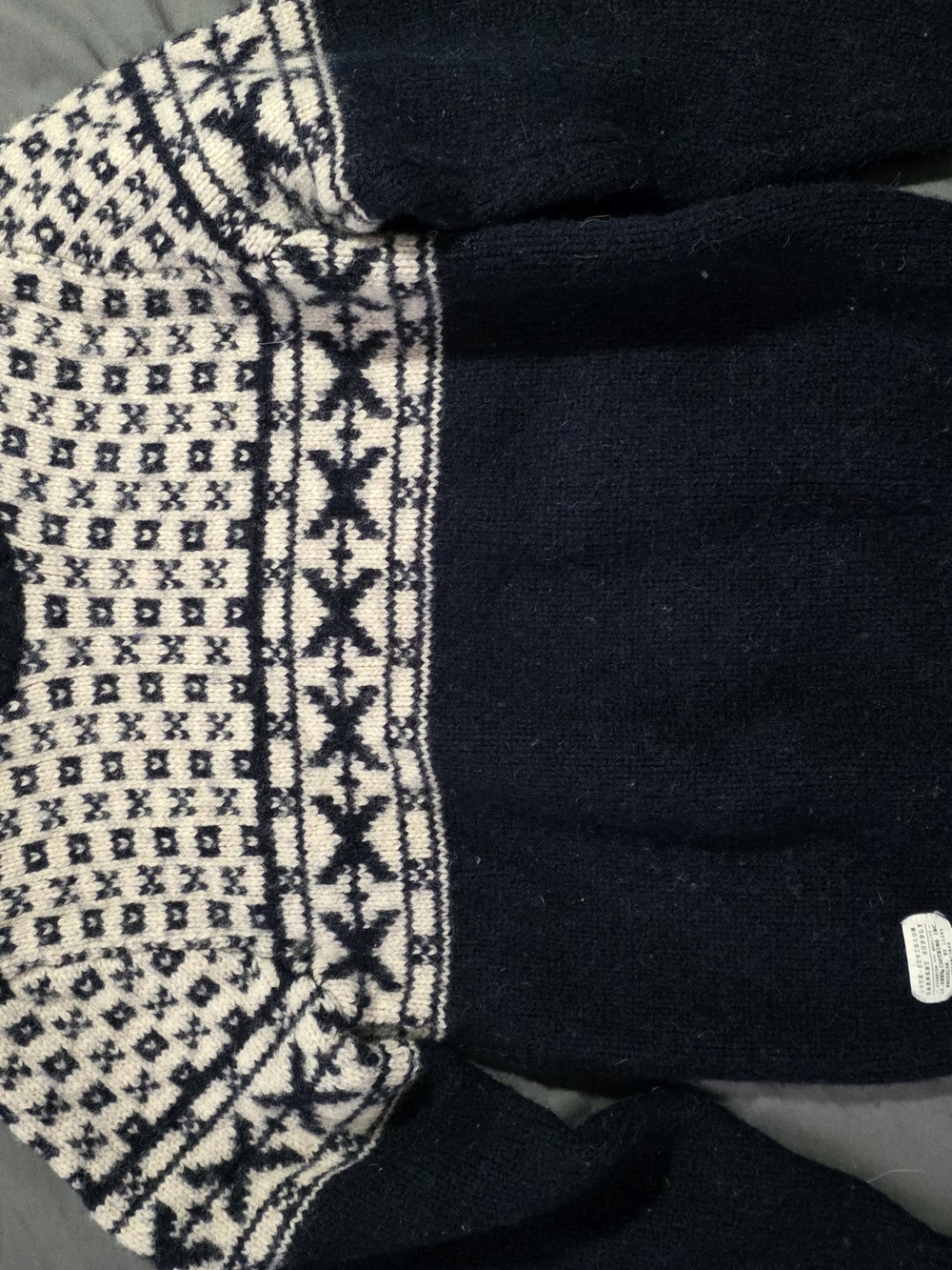 10 Deep Navy and Cream Crewneck Nordic Yoke Sweater